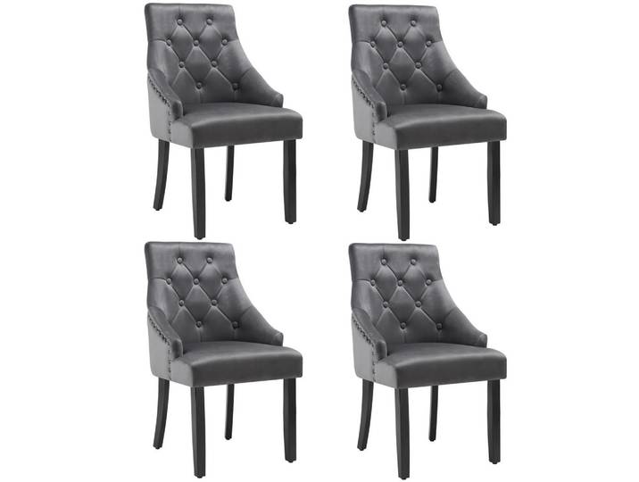tectake Esszimmerstuhl 4er Set Everdeen,52 x 57 x 91 cm, dunkelgrau/schwarz, Dunkelgrau, Schwarz, Holz, Pappel, 52x91x57 cm, Esszimmer, Stühle