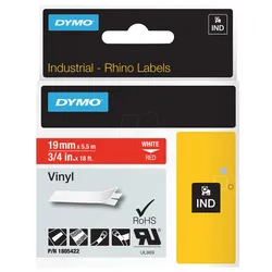DYMO IND 1805422 - DYMO IND Band Vinyl, 19mm, weiß/rot
