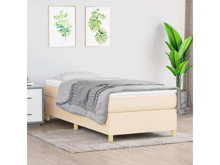 KGHFDVB Bett Creme 203 x 80 x 35 cm aus Holzwerkstoff Polyester Stoff 100% Polyester, Holzwerkstoff und Sperrholz, stabile Stützbeine, Sperrholzlatten für gleichmäßige Gewichtsverteilung