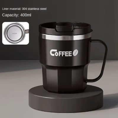 Inspire Picks Insulated Stainless Steel Cup 304 Steel Anti Drop Mug With Lid For Home Office And Dorm black 400ml
