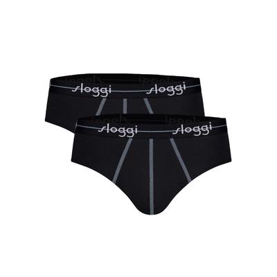 Slip SLOGGI "Slip Start midi C2P box 2er Pack", Herren, Gr. M, schwarz, Obermaterial: 96% Baumwolle CO. 4% Elasthan EL., Unterhosen Slip