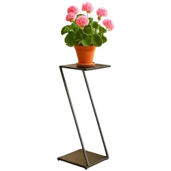 DanDiBo Blumenständer Metall Schwarz Eckig 80 cm Z-Form 96641 Pflanzenständer Blumenhocker Beistelltisch Design Modern