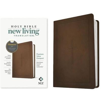 NLT Premium Value Compact Bible, Filament Enabled (Leatherlike, Dark Brown Framed Cross), Gebundene Ausgabe von New Living Translation, Tyndale House