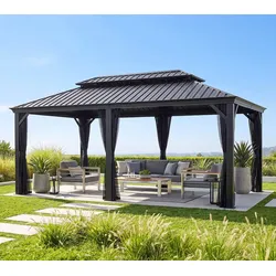 Sojag Messina 1220 | Pavillon mit festem Dach | inkl. Moskitonetz | 4x6 m - Anthrazit