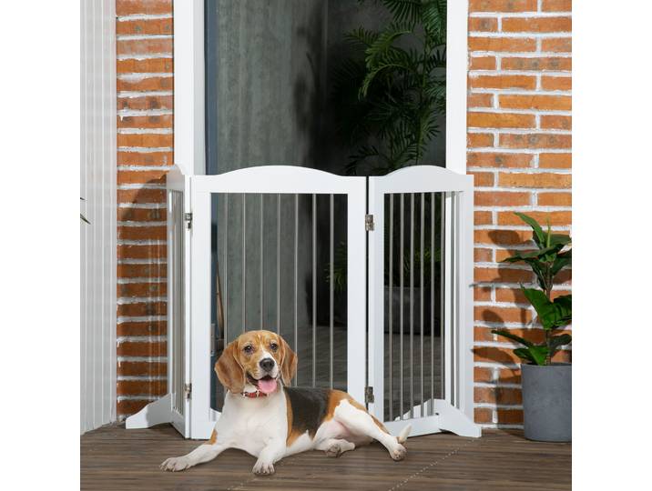 PawHut Barrière Pliable Réglable Chiens 20kg Blanc 154x80x30cm