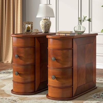 Bluebell "23.6"" Solid Wood Narrow End Table with 2 Drawers, Fully Assembled Slim Bedside Nightstand Chairside Table"