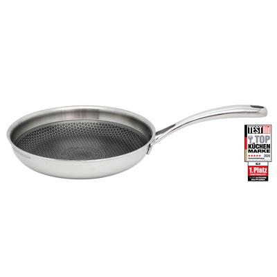 Bratpfanne ELO PREMIUM "Relief Evolution", silber (edelstahlfarben), B:29,5cm H:6cm L:48,5cm Ø:28cm, Pfannen, Bratpfanne, einzigartiges Öl Dosiersystem, Induktion