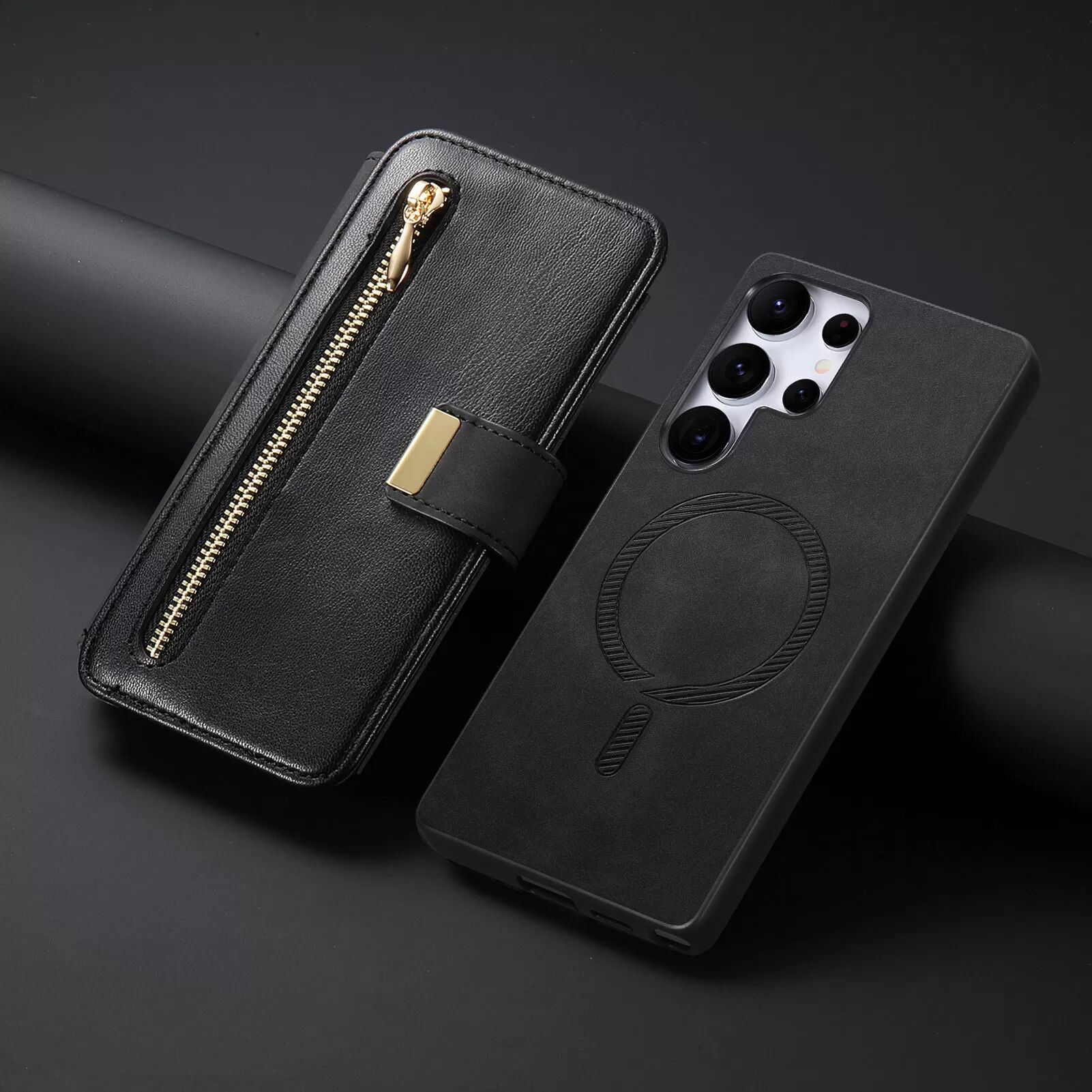 INF Étui portefeuille 2-en-1 magnétique détachable pour Samsung Galaxy A34 avec support et fermeture éclair Samsung Galaxy A34