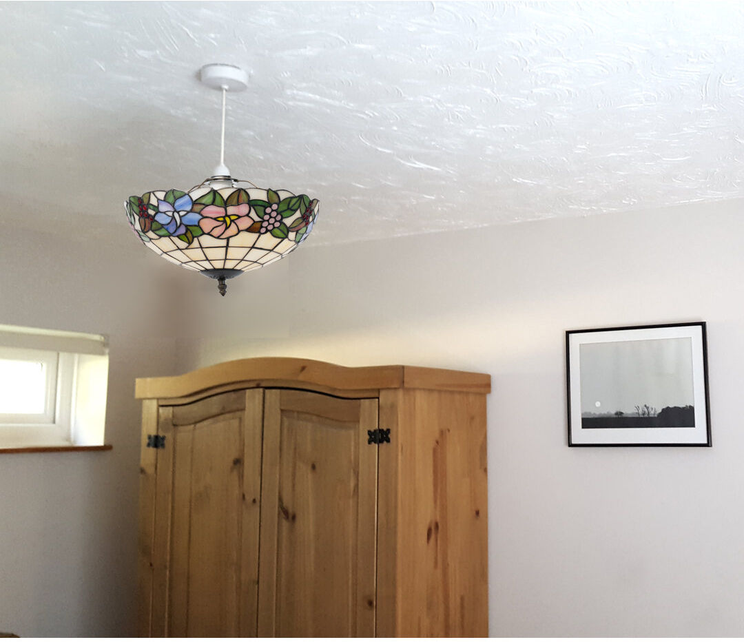 Astoria Grand Lily 34cm Tiffany Style Glass Uplight Shade Pendant Blue;Cream;Pink;Green 18cm H X 34cm W X 34cm D