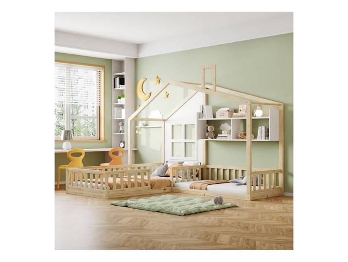 LuxusKollektion Hausbett Kinderbett Hausbett Bodenbett 90x200 cm Natur