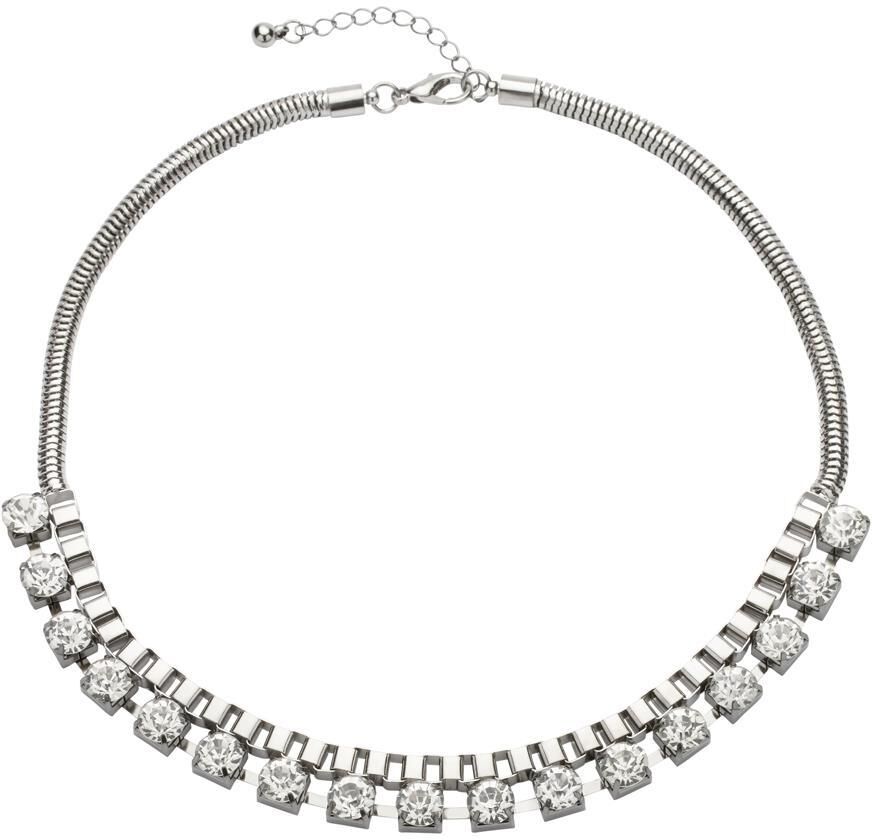 Unique Modeschmuckkette runde Steine Finish anthrazit silber