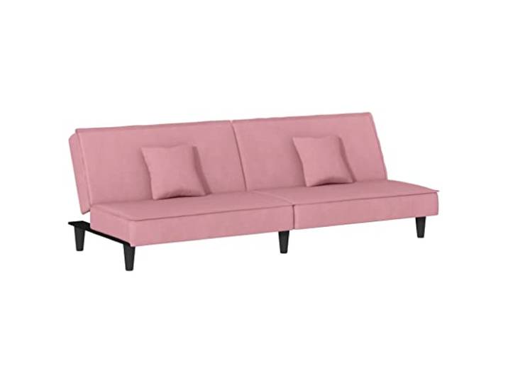 VIHHQGC Schlafsofa Rosa Samt mit Kissen Verstellbare Rueckenlehne, Dick gepolstert, Stabiler Sperrholzrahmen, Gastebett, Montageanleitung