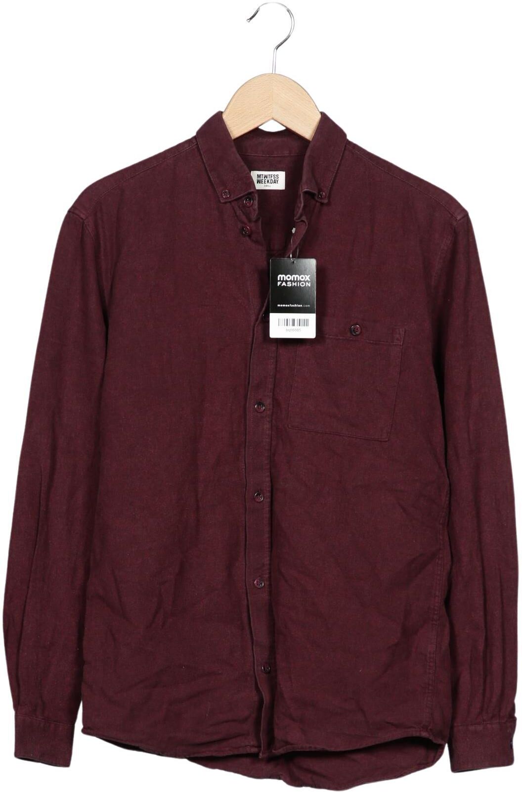 Weekday Herren Hemd, Bordeaux, Gr. S, Baumwolle - Second Hand