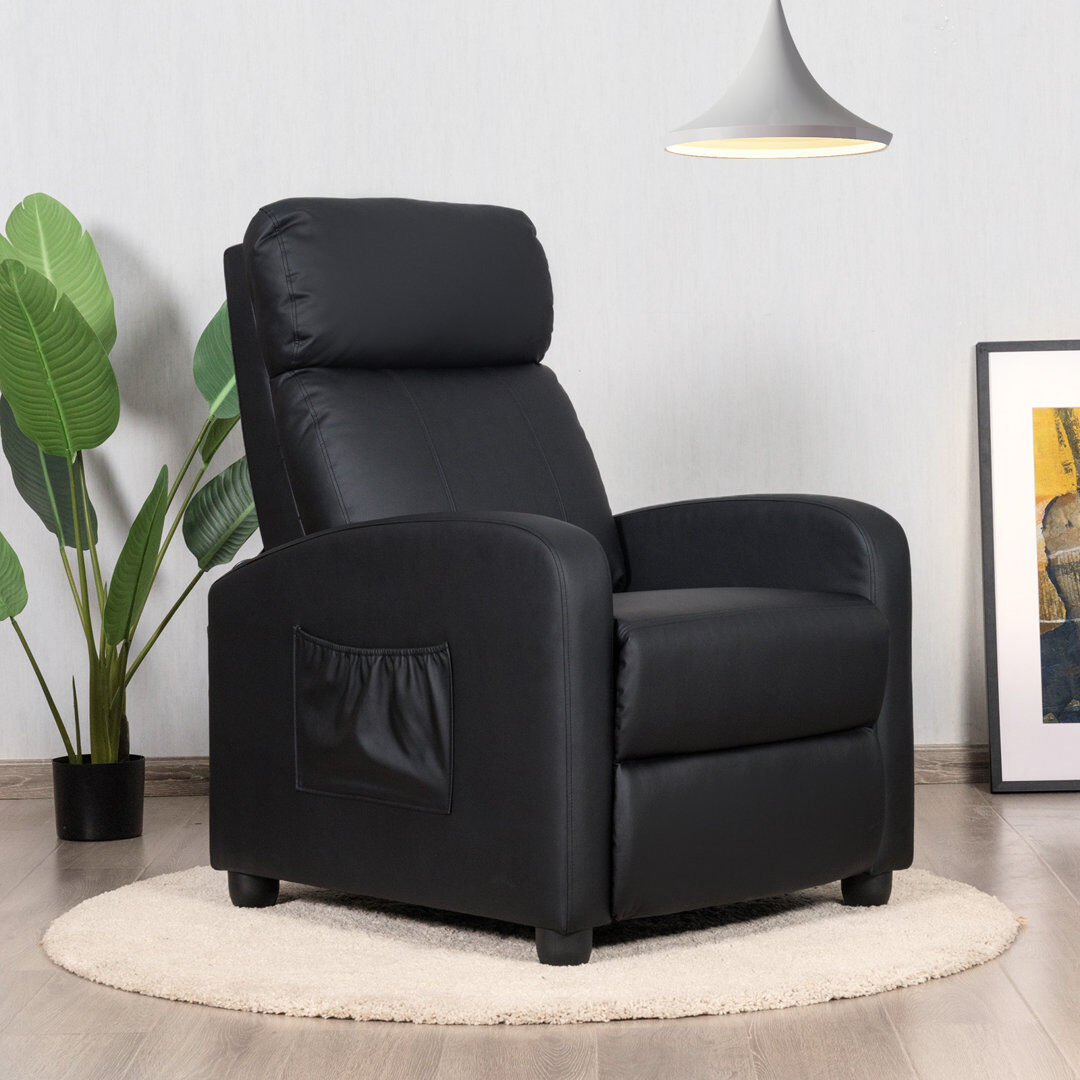 17 Stories Forgue 68 cm Wide Linen Recliner Black 100cm H X 68cm W X 84cm D