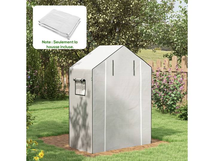 Outsunny Bâche Serre Jardin 140x73x190cm Anti-UV Blanc