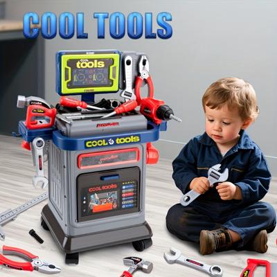 Perfect Picks Market Electric Drill Kids Tool Bench Cart Set, Construction Workbench Toy For Boys, Toddler Christmas Gift Electric Drill Kids Tool Bench Cart Set, Construction Workbench Toy For Boys, Toddler Christmas Gift