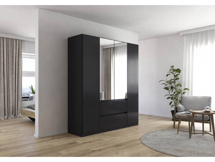 Drehtürenschrank Mainz 181cm Grau/Graumetallic Comfort mit Spiegeltür/-en
