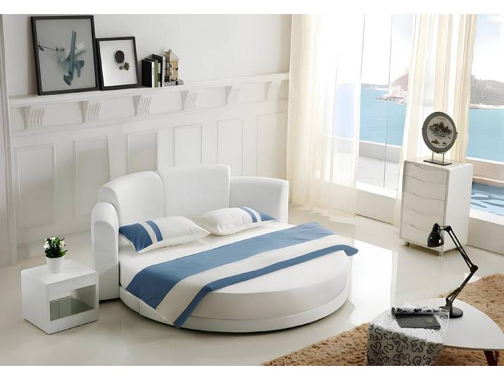 JVmoebel Rundbett Modernes rundes Bett mit LED-Beleuchtung für stilvolles Schlafzimmer (Bett), Made in Europa