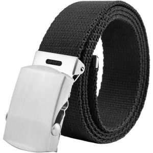 Shenky Gürtel 4cm Stoffgürtel silber, schwarz, mit Koppelschnalle, aus Polyester, Länge 120 cm