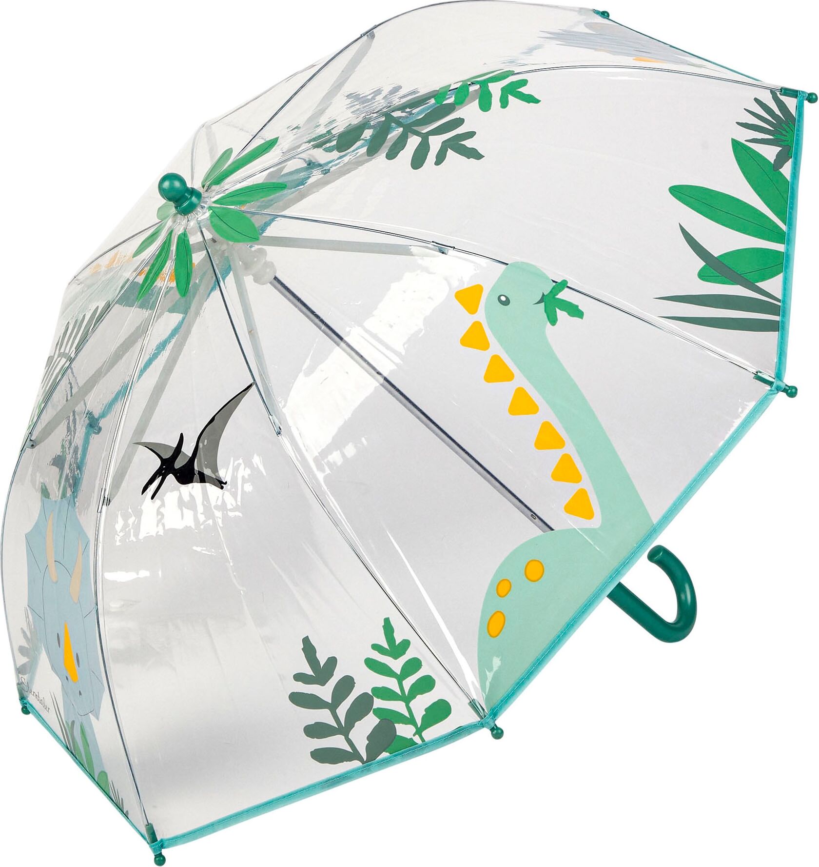 Stockregenschirm STERNTALER "Dino Rexi", Kinder, transparent, Regenschirme