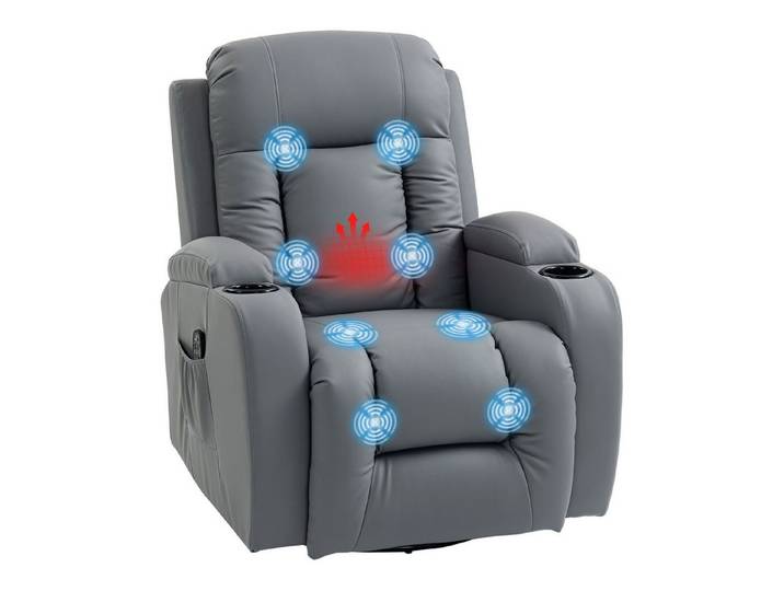 BAYMATE Massagesessel Massagesessel mit Wipp-, Liege- & Wärmefunktion (3 Modi, drehbar, Hellgrau)
