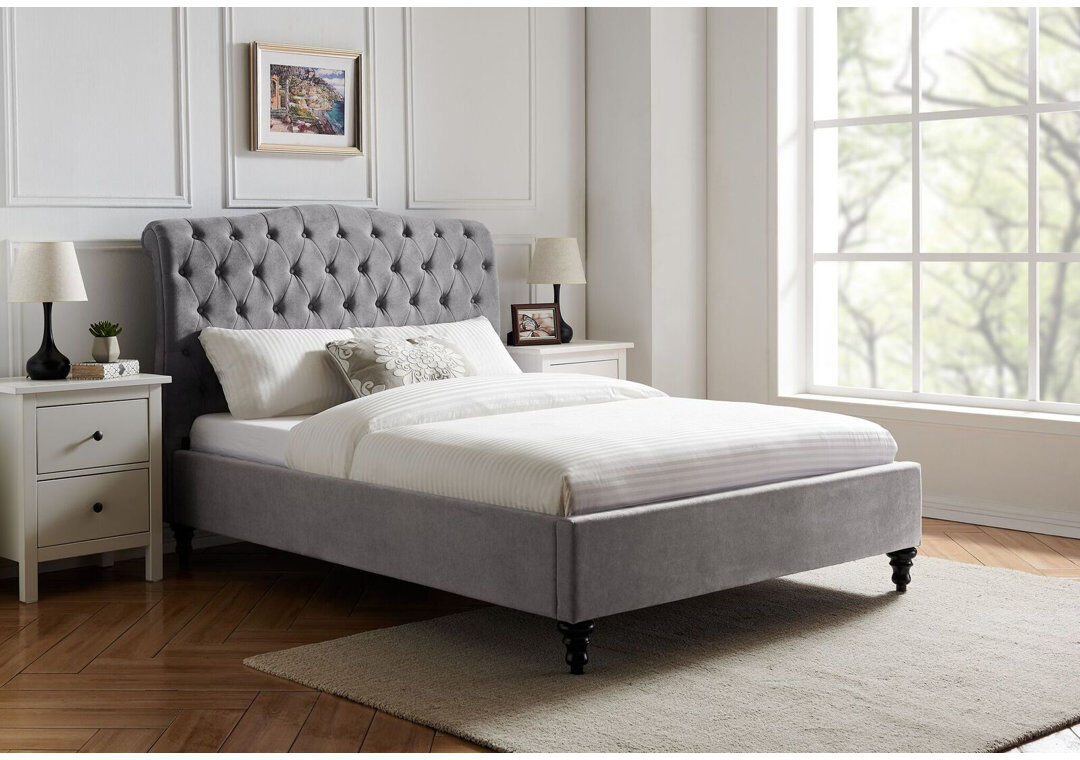 Three Posts Fairfield Upholstered Bed Light Grey Kingsize (5')