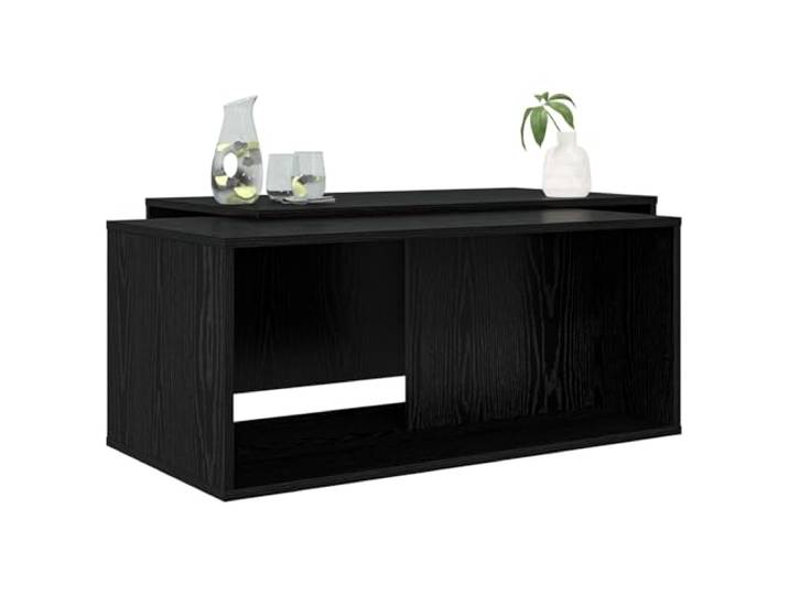 KTHLBRH Kaffeetisch-Set 2 Stück Eiche Schwarz Holz mehrschichtig Minimalistisches Design, Rechteckig 90x48x40 cm und 88x45x38,5 cm Wohnzimmer Pflegeleicht