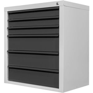 ADB Schubladenschrank 24786, aus Metall, 6 Schübe, anthrazit / lichtgrau (B/H/T) 70x75x44cm