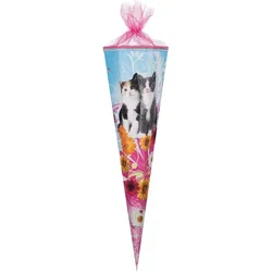 Nestler Schultüte Schmusekätzchen mit Tüllverschluss, 6-eckig, 85cm
