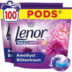 Lenor Waschmittel All-in-1 Amethyst Blütentraum, Pods, Colorwaschmittel, 2,07 kg, Waschladungen 100