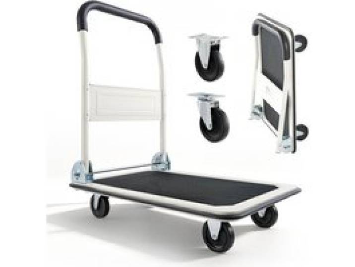 VEVOR Plattformwagen Klappbar 150 kg, Transportwagen mit Lenkrolle, Handwagen Ladefläche mit Anti-Rutsch-Beschichtung, Transporthilfe für Einfache Aufbewahrung, 735x480x825 mm Rollwagen