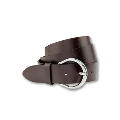 Ledergürtel BERND GÖTZ "Ledergürtel mit offener silberner Ringschließe", Damen, Gr. 100, dunkelbrau, Rindsleder, Gürtel Ledergürtel