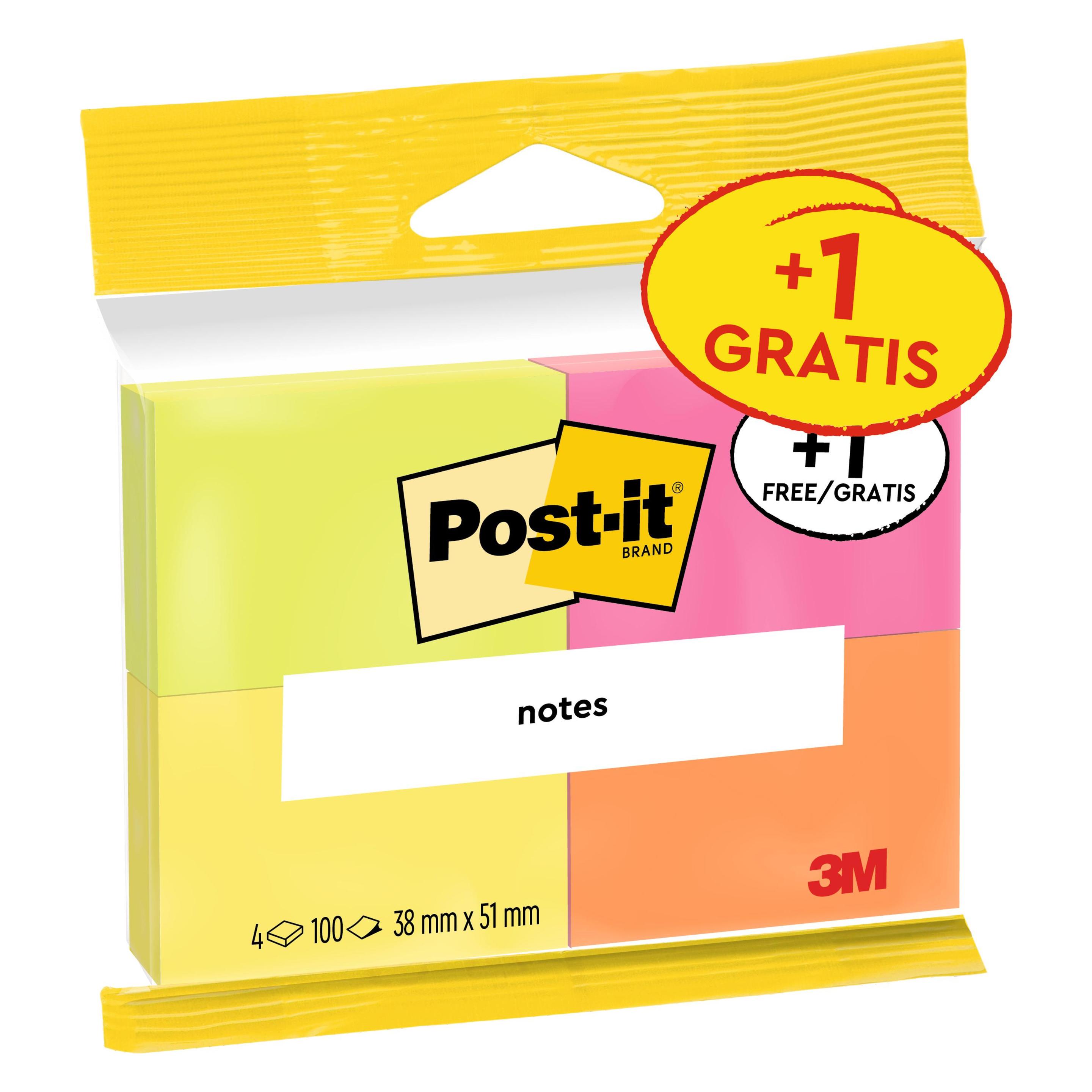 Post-it Haftnotizen 3 + 1 (51 x 38 mm) (6812-P)