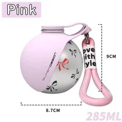 Uplifted Finds Folding Stainless Steel Outdoor Pet Water Bottle pink With Print