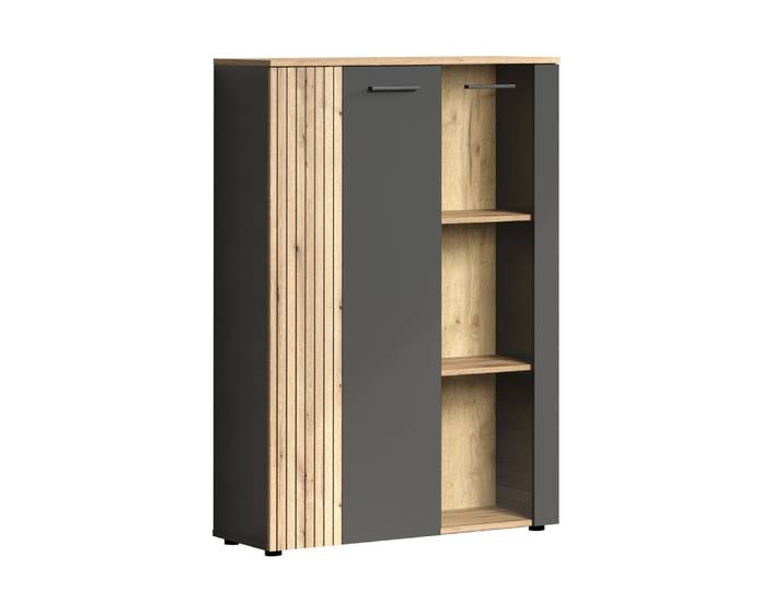 Highboard Esteban , Anthrazit / Coast Evoke Oak ohne Beleuchtung