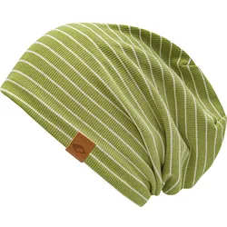 Beanie CHILLOUTS "Taipeh Hat", Damen, grün (oliv), Materialmix, gestreift, Mützen Beanie, mit Melange-Optik & elastischem Tragekomfort für Alltag