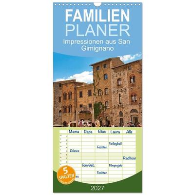 Familienplaner 2027 - Impressionen aus San Gimignano mit 5 Spalten (Wandkalender, 21 x 45 cm) CALVENDO