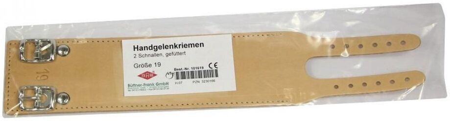 Handgelenkriemen 19 Leder 2 Schnallen gefaltet, gefärbt, gefalzt 1stk