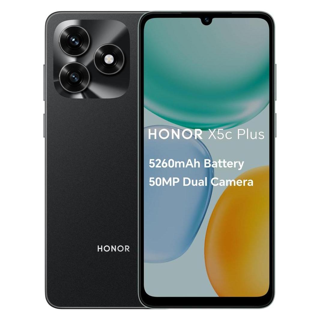 Honor X5c Plus Phone, 128GB/4GB, Midnight Black (128 GB, Black, Midnight Black, Schwarz, 6.74", Dual SIM) (5109BYFH)