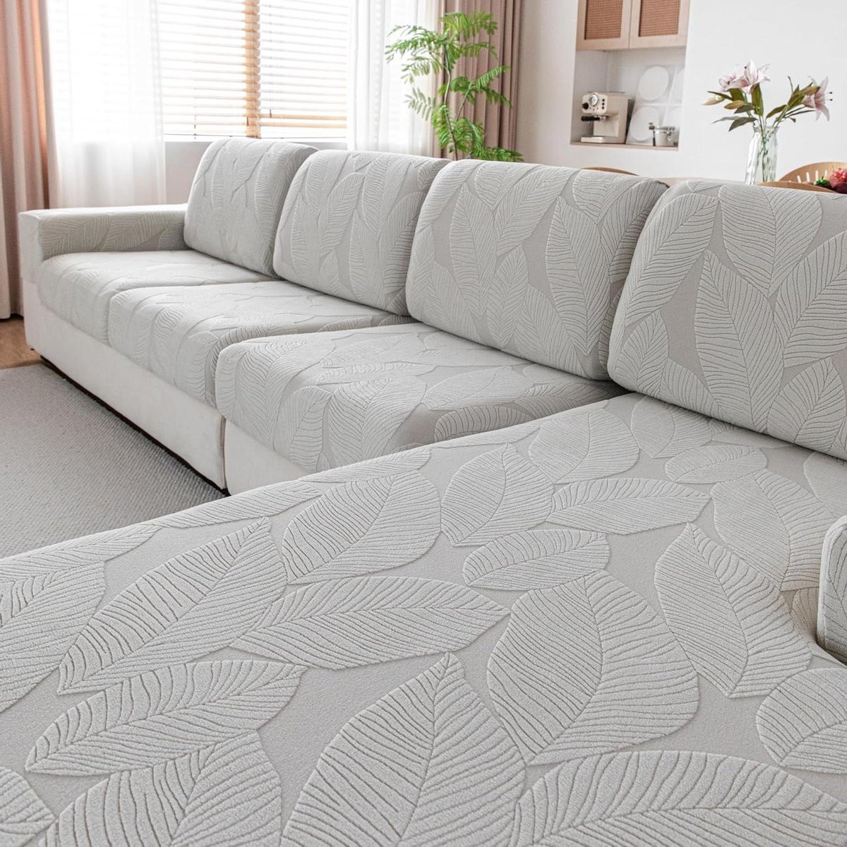 Elastische Sofahoes voor Bankkussens - Lichtgrijs - Wasbare Bankbeschermer