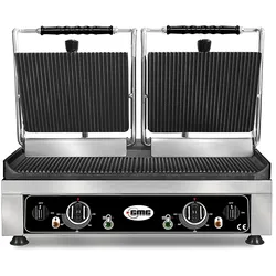 GMG - Doppel-Kontaktgrill - ▲ & ▼ Gerillt - mit Grillplatten aus Gusseisen, Fettauffangschale und Temperaturregelung 50° - 300° C