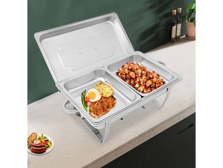 Ensemble de Buffet à réchaud à 2 casseroles, serveur de restauration en acier inoxydable, chauffe-aliments pour restauration, mariages, événements, Banquets