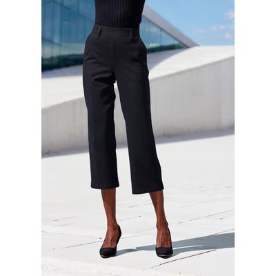 Culotte LASCANA, Damen, Gr. 36/38, N-Gr, blau (schwarz uni), Obermaterial: 68% Polyester, 30% Viskose, 2% Elasthan, Basic, 7/8-Länge, Hosen Culotte, mit Jacquard Strickmuster oder uni schwarz