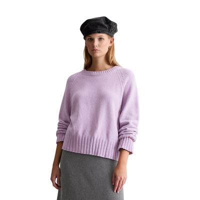 Strickpullover MARC O'POLO DENIM "aus weichem Chenille-Garn", Damen, Gr. XXS, lila (lumi lila), Obermaterial: 75% Baumwolle, 25% Polyamid, unifarben, V-Ausschnitt, Pullover Strickpullover