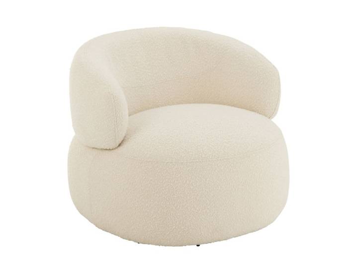 Fauteuil pivotant rond en bouclette Beige 85x82x73 cm