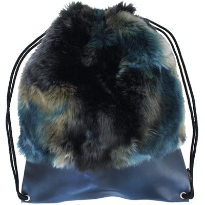 Fellkissen APELT "Matchbag" Gr. 1, blau (petrol, bedruckt), B:42cm L:50cm, Polyester, Dekokissen_Sitzkissen_Kissenhüllen, mit Zugschnüre