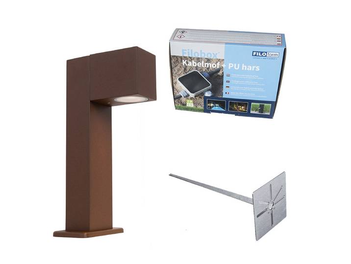 Lampe d'extérieur sur pied industrielle brun rouille 30 cm IP44 -