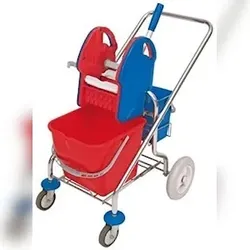 CleanSV Einfachfahreimer Putzwagen klappbar, Deichsel, verchromt mit 20 l Eimer, Profi Presse und 5 liter Eimer