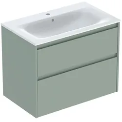 Geberit Renova Plan Möbel-Waschtisch-Set 504040IK1 Breite 80cm, Korpus/Front salbeigrün / lackiert seidenmatt, Waschtisch weiß
