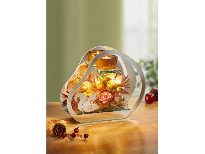 Beleuchteter Glas-Teelichthalter, Braun